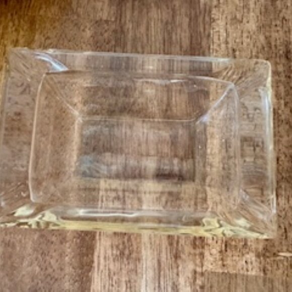 Vintage Thick Clear Glass Ashtray – Mid-Century Modern Rectangular Catchall - Picture 2 of 4